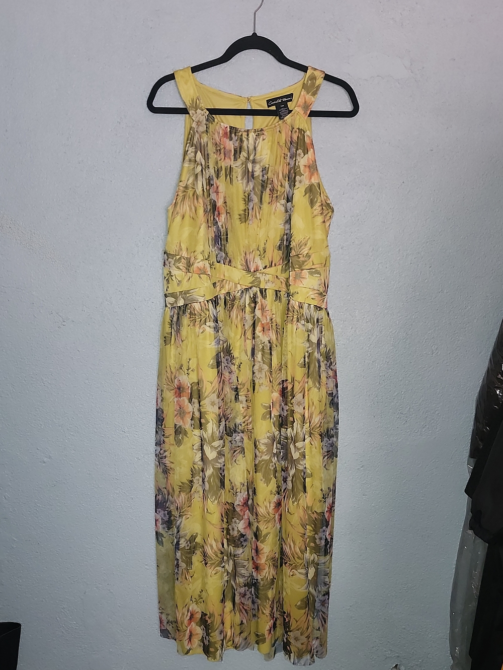 Candalite Yellow Floral Halter Maxi Dress